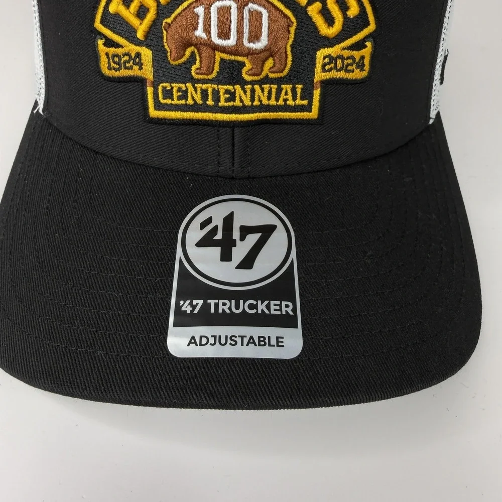 Boston Bruins Hat Cap Snap Back Mens OSFA Black NHL Hockey 47 Trucker Centennial